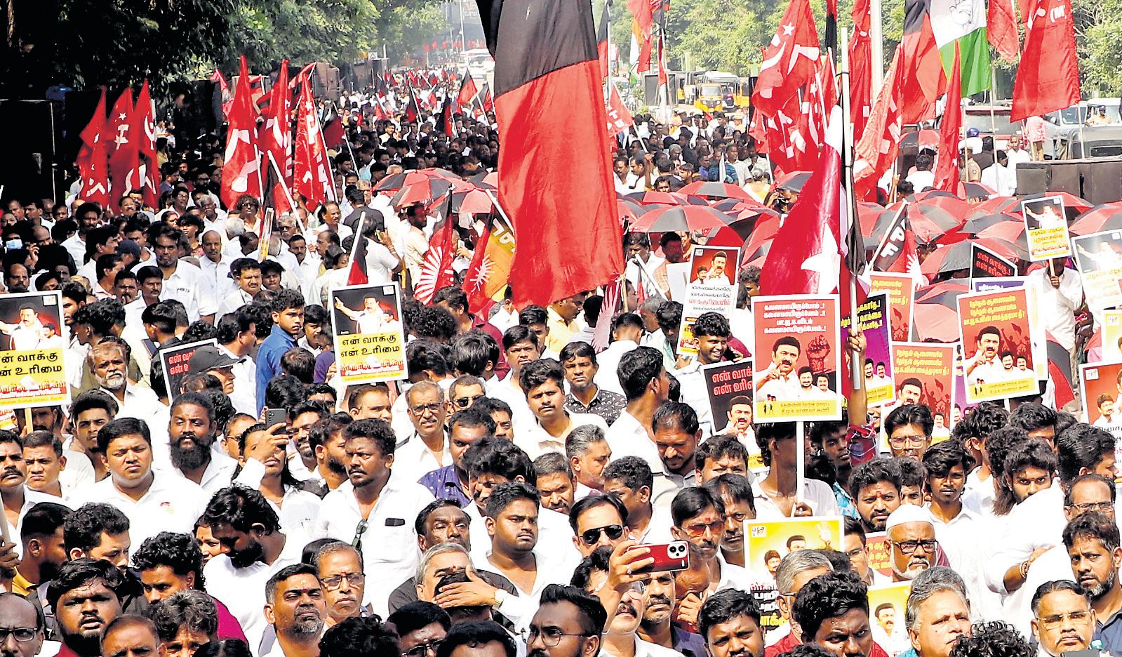 DMK & allies hit street against SIR, CM says it takes away right to vote