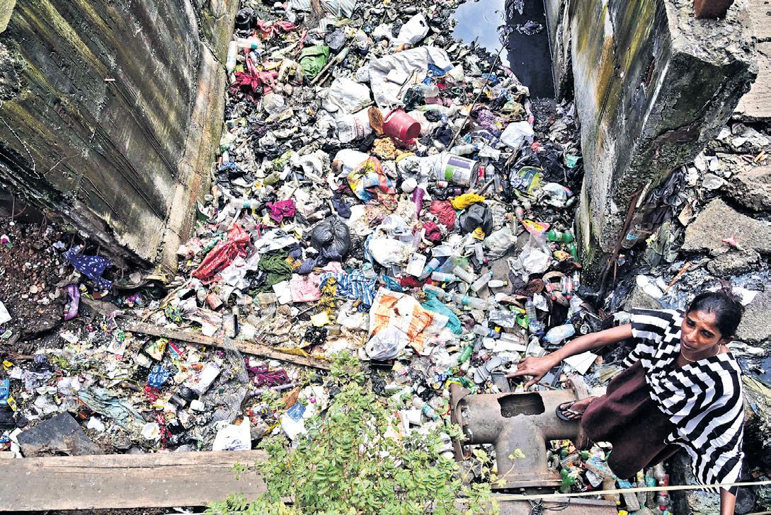 Plastic waste, garbage choke Ekangipuram canal