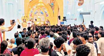 Vijay supporters chant TVK slogans, blow whistles at Velankanni shrine