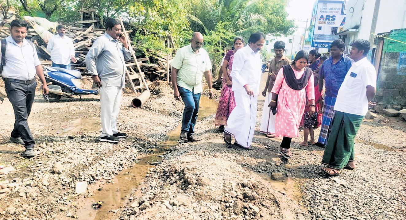 Temporary channels dug up to drain accumulated water