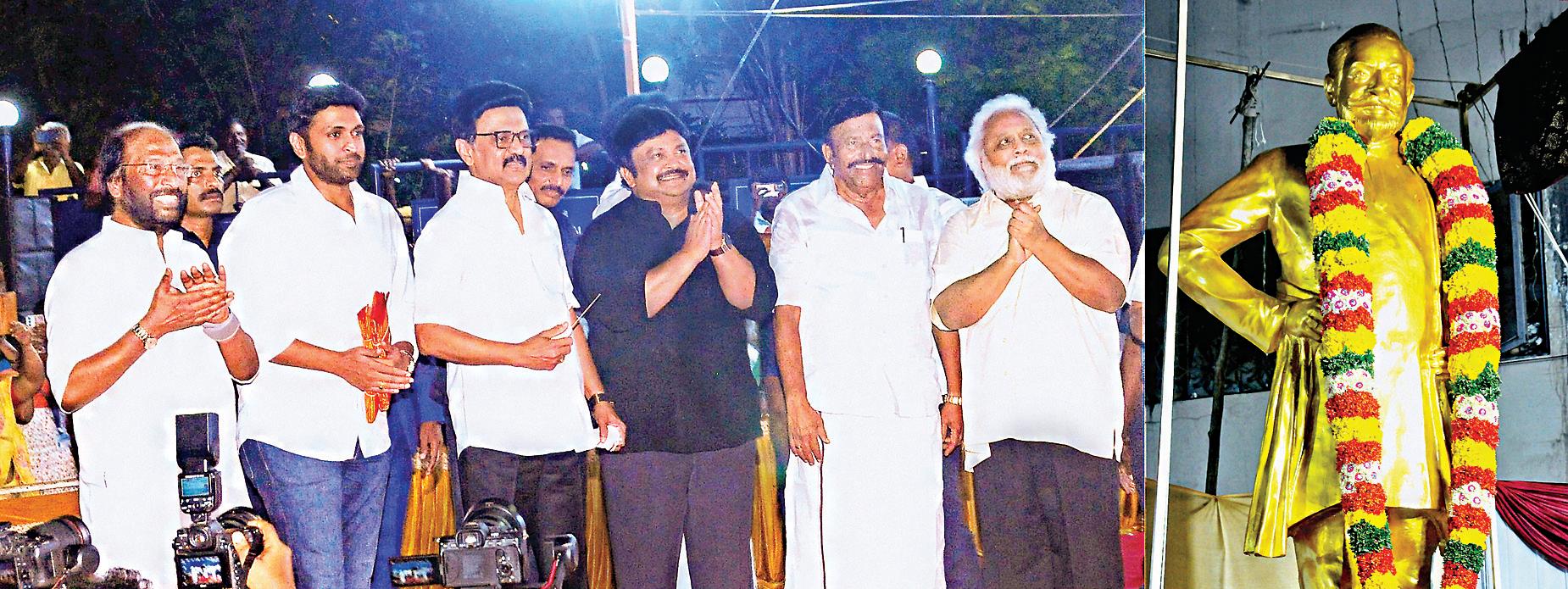 திருச்சியில் சிவாஜி கணேசன் வெண்கலச் சிலை: முதல்வர் மு.க.ஸ்டாலின் திறந்துவைத்தார்