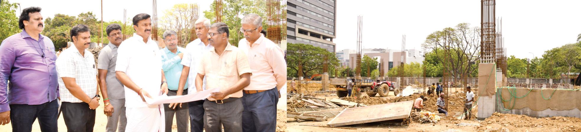 அதிநவீன தொழில்நுட்பத்துடன் படப்பிடிப்பு தளப்பணி: அமைச்சர் சாமிநாதன் ஆய்வு