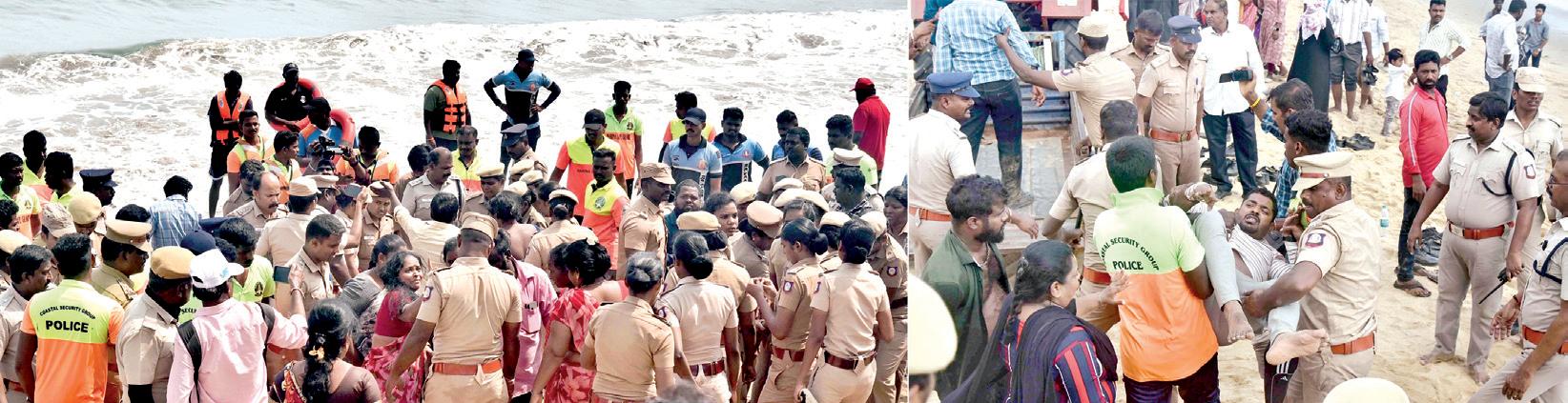 கடலில் இறங்கி போராட்டம்: தூய்மைப் பணியாளர்கள் 87 பேர் கைது