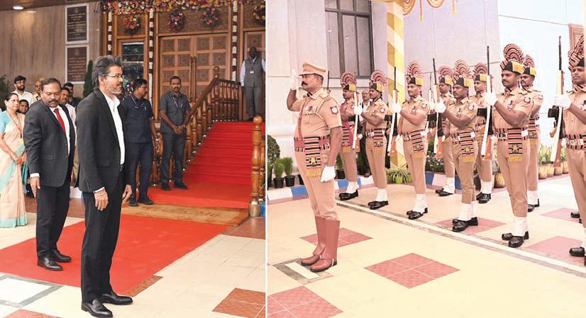 தில்லி தமிழ்நாடு இல்லத்தில் முதல்வர் விஜய்க்கு காவல் துறை அணிவகுப்பு மரியாதை