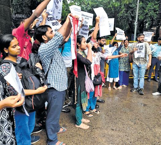 DU students stage protest against vice-chancellor’s ‘urban Naxals’ remark