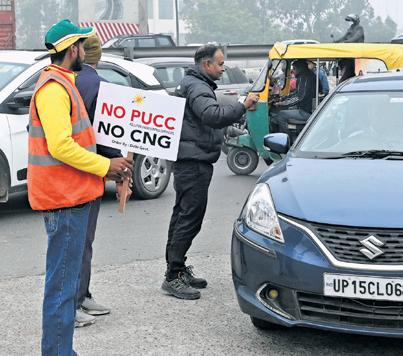 Rush at PUC centres amid strict vigil and challans after restrictions kick in