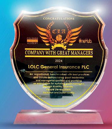 LOLC General Insurance honoured as a Company with Great Managers