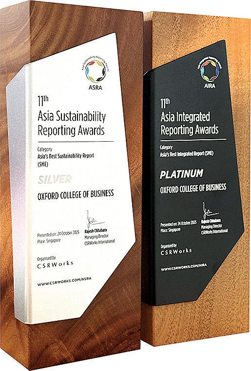 Oxford College of Business crowned as Asia’s Best Integrated Report (SME)