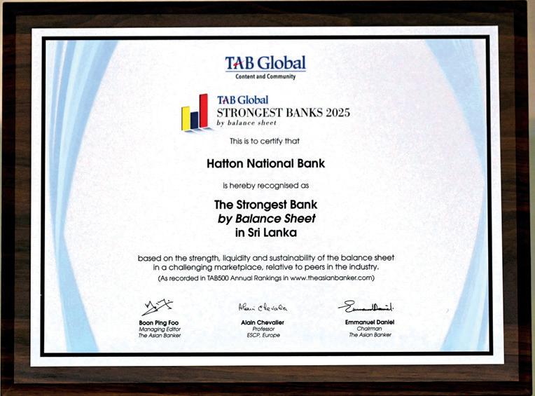 HNB tops TAB Global ranking as Sri Lanka’s Strongest Bank