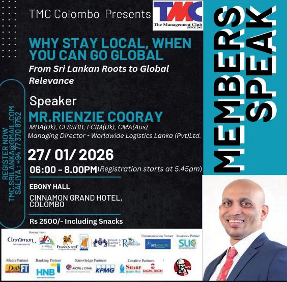 TMC Colombo to Spotlight ‘Global Expansion Strategies’ at January 2026 ‘Members Speak’ Session