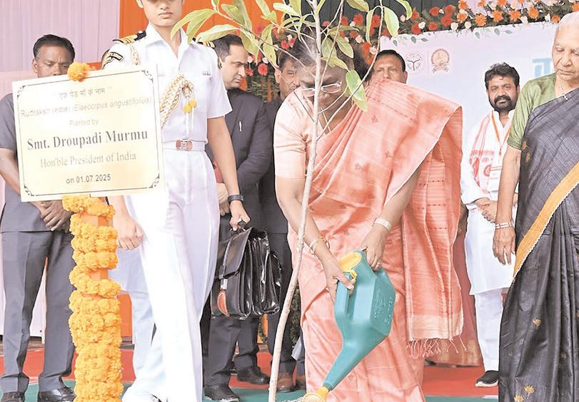 राष्ट्रपति द्रौपदी मुर्मू ने 'एक पेड़ मां के नाम' अभियान के तहत गोरखपुर में लगाया पौधा