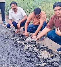 बादली रोड के निर्माण में लगी घटिया सामग्री