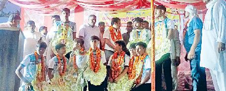 नेशनल कबड्डी चैंपियनशिप जीतने पर खिलाड़ियों का किया सम्मान