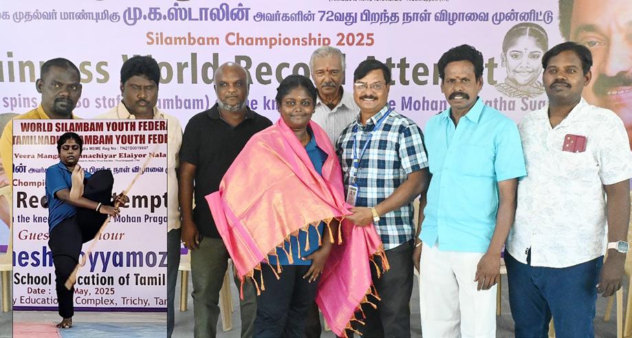 கின்னஸ் சாதனை முயற்சி பள்ளி மாணவிக்குப் பாராட்டு!