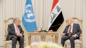 Iraqi President, UN chief discuss regional peace, upcoming Arab League Summit