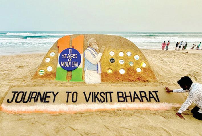 Country progressed in every field: Sand artist Pattnaik hails PM Modi’s leadership