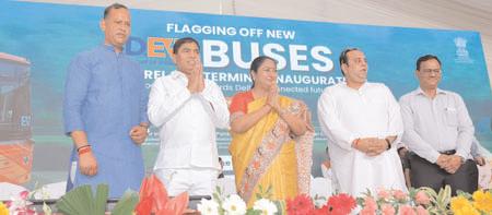 Delhi CM flags off 105 new DEVI e-buses, inaugurates Narela depot