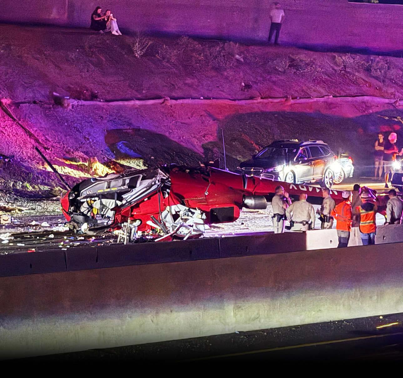 Medical chopper hits highway as 3 are hurt