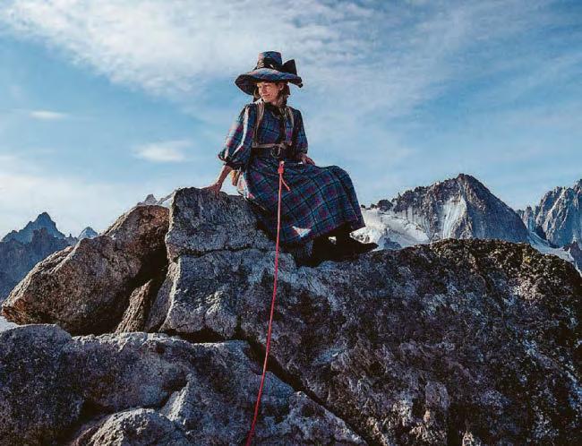Scaling Mont Blanc wearing a bonnet, vintage pantaloons and a feather boa!