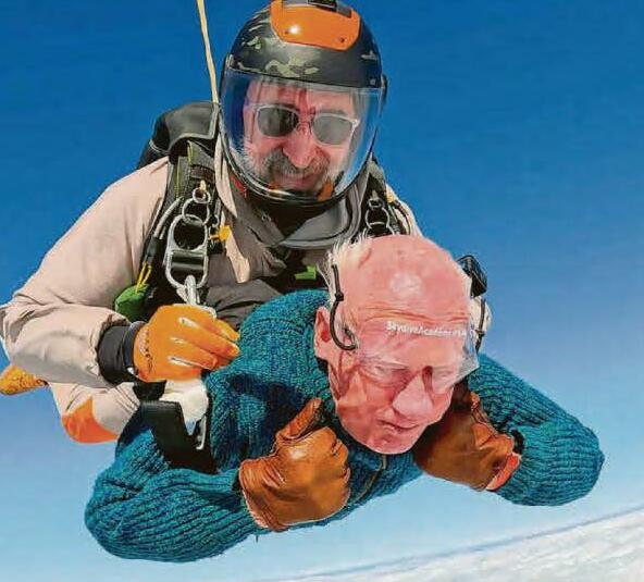 Skydiving RAF veteran on cloud ninety