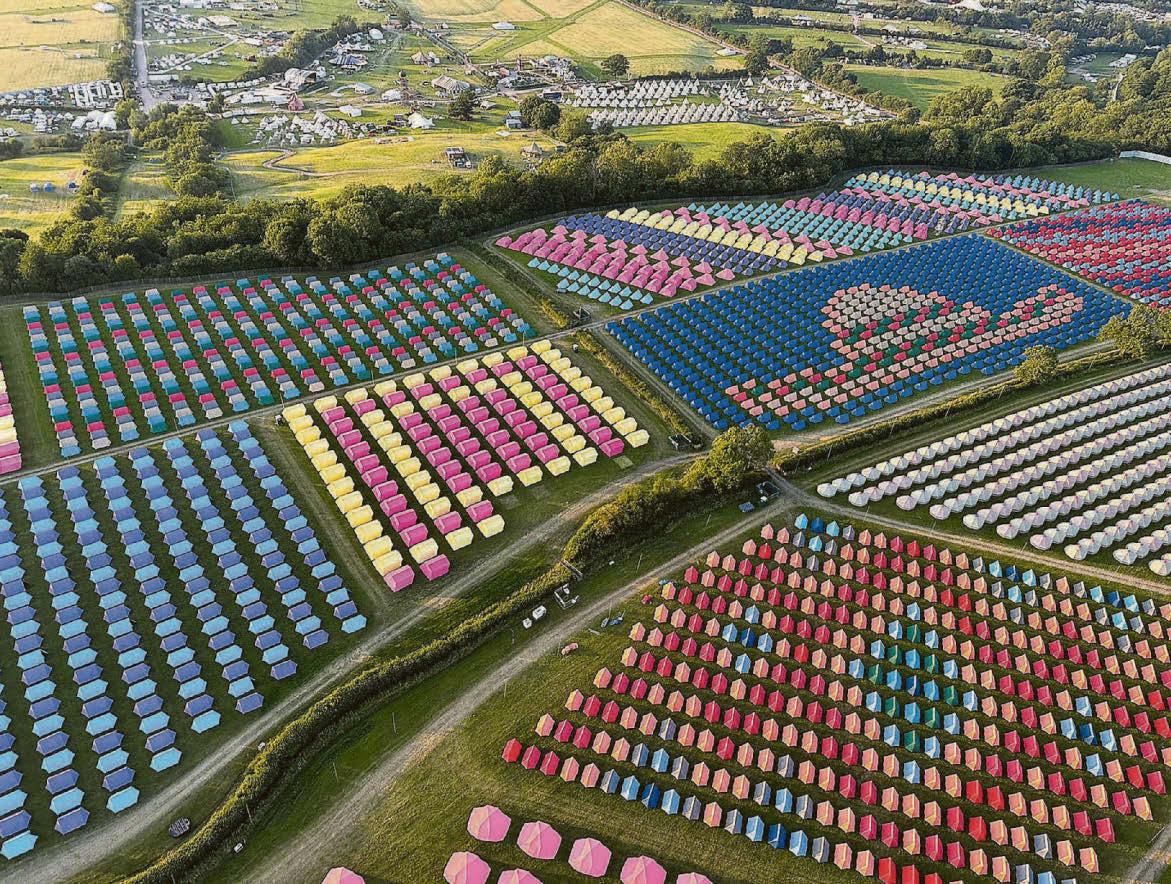 Fields of tents in full festival bloom
