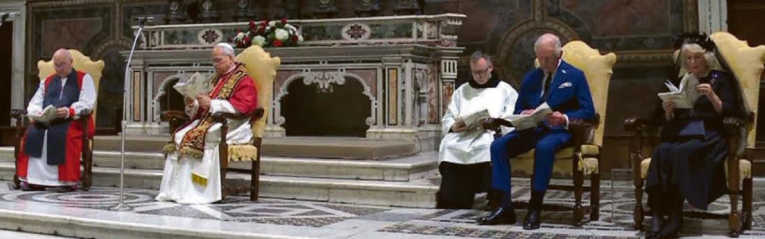 Historic hand of friendship and unity as Charles prays with Pope