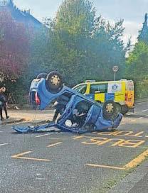 Man rushed to hospital after three-car collision