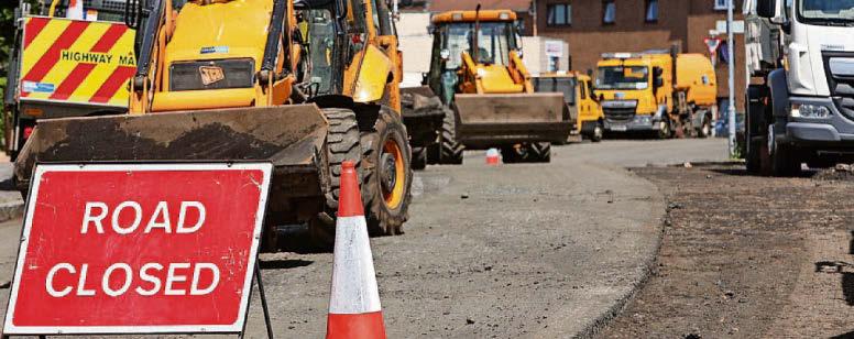 Roadworks at Cathkin By-pass