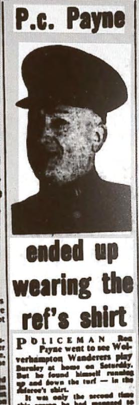 PC Payne came out of the crowd to run the line at Molineux