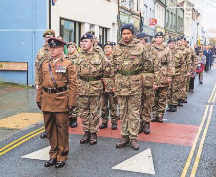 Parade and ceremonies in town in memory of the fallen