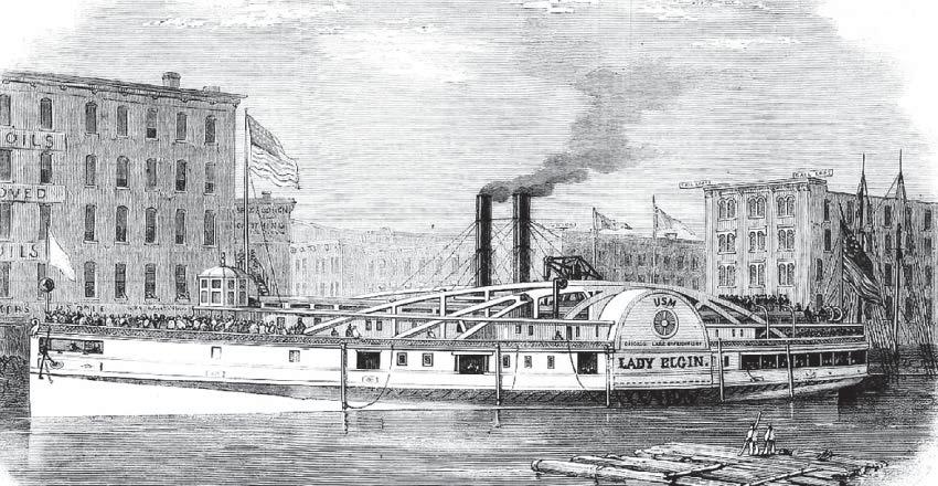 Lady Elgin... The enormous passenger steamer sank with loss of 300 lives