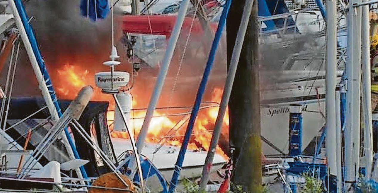 BOAT BADLY DAMAGED IN FIERCE BLAZE AT MARINA