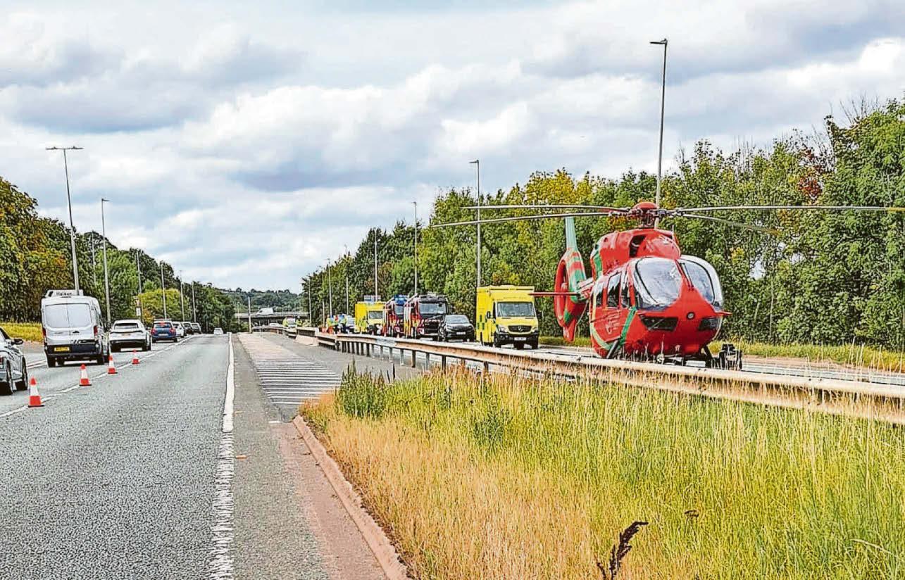 Airlift after A55 barrier collision