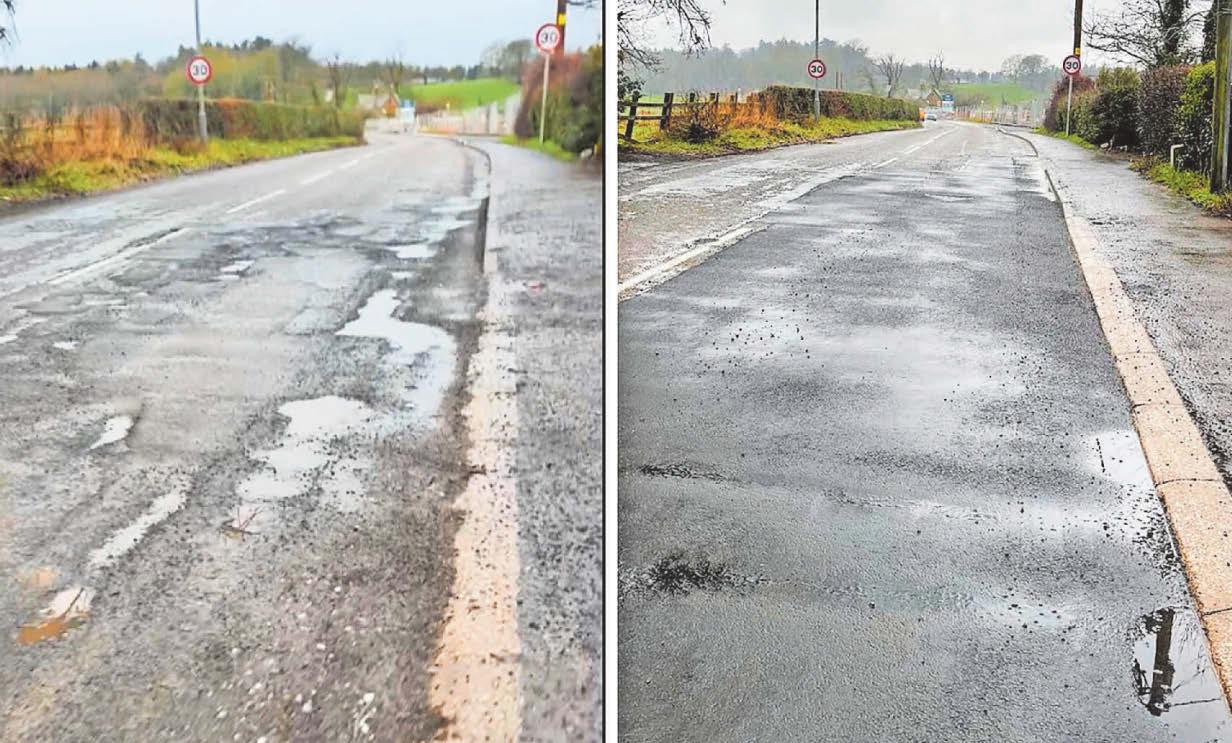 Fixed - road branded 'worst' in county for its massive potholes