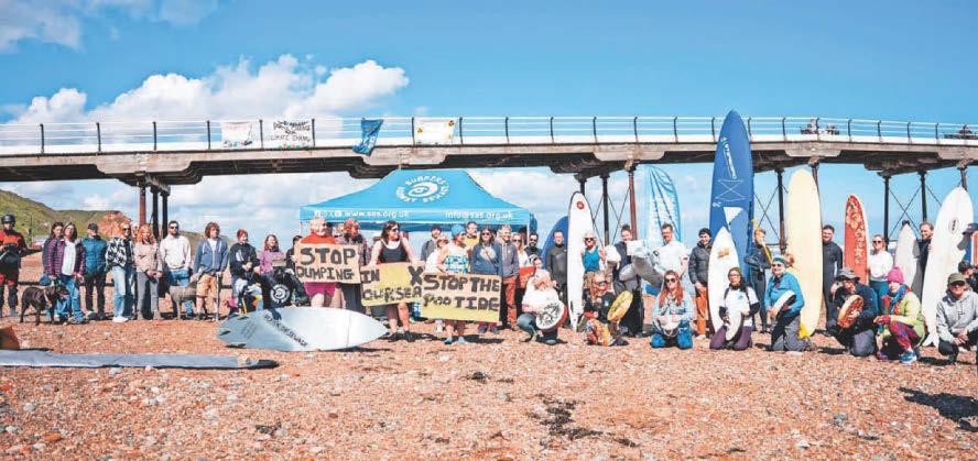 Demonstrators protest against sewage pollution