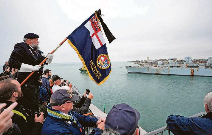 HMS Bristol City’s naval namesake cheered off on its farewell voyage