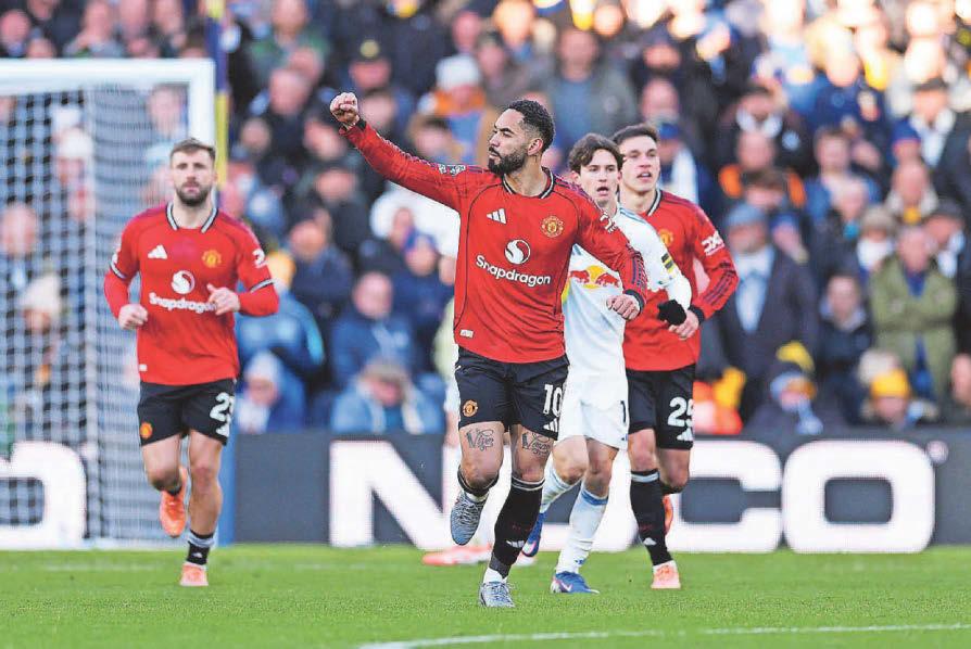 Football Cunha strikes to rescue a point for United against Leeds