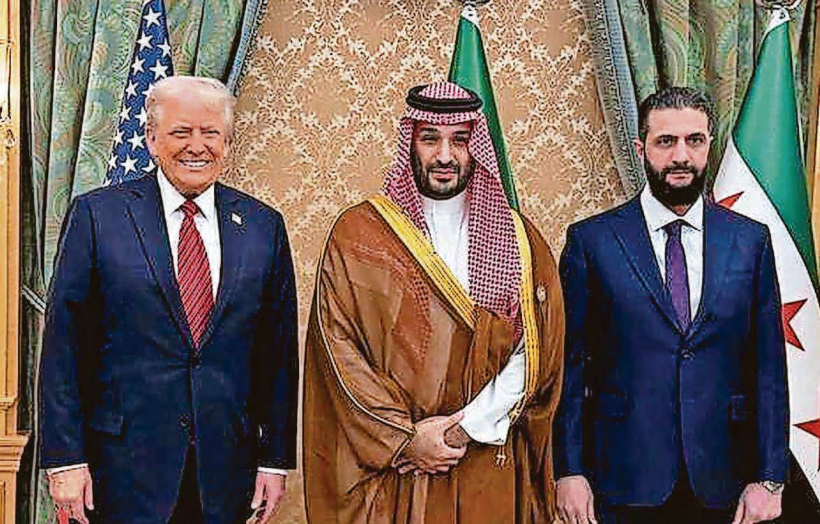 President Trump meets interim Syrian leader