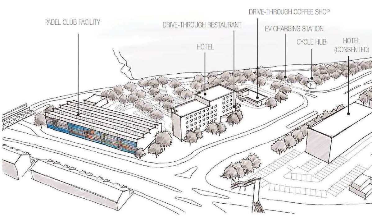 Hotel and coffee shop plan for disused land