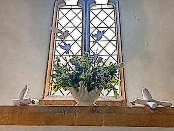 Knitting club joins with villagers to fill church with doves for VE Day