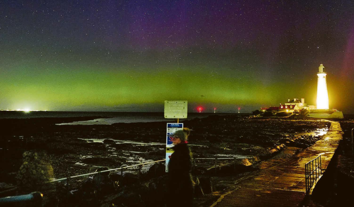 Green for glow at the Northern Lightshouse as Storm Dave sweeps in