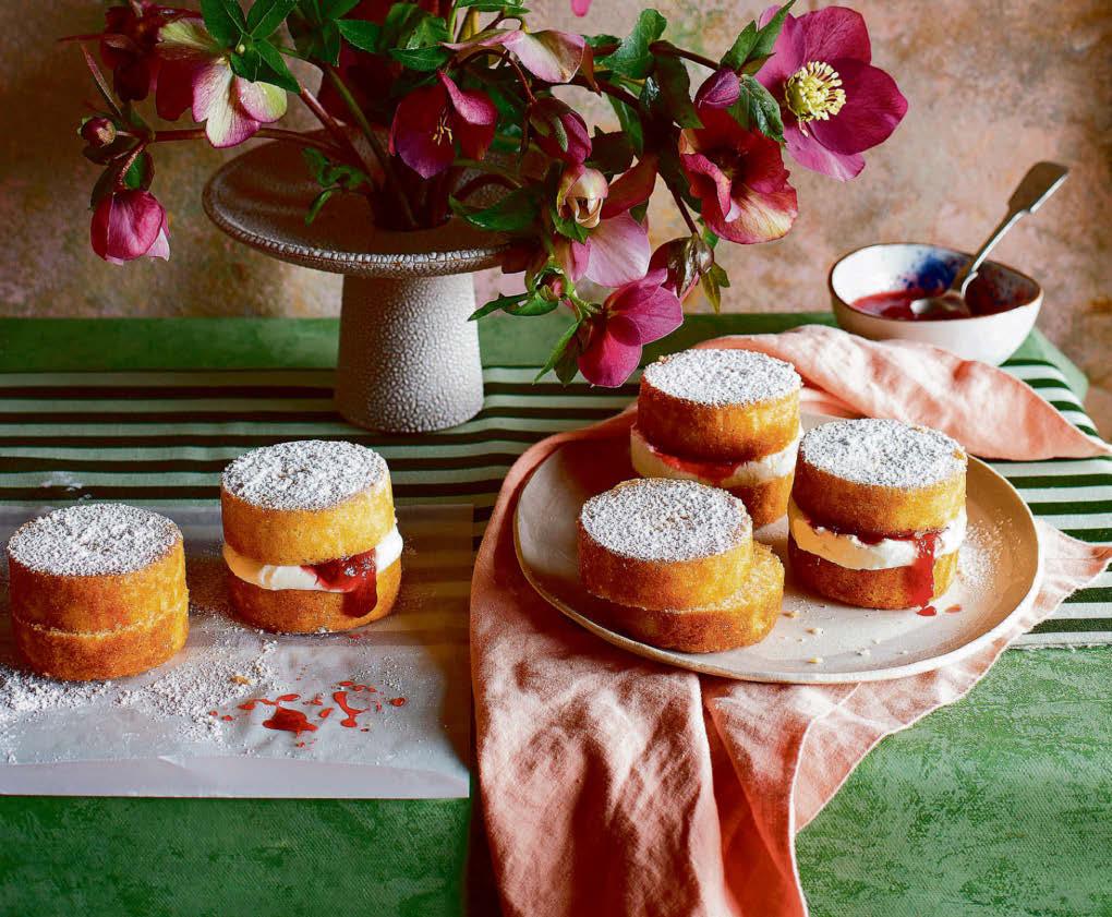 STRAWBERRY & RHUBARB JAM VICTORIA SPONGES