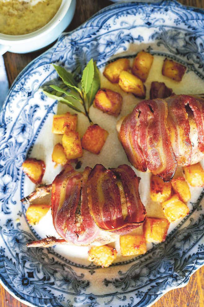 Farmer Roger's roasted partridge with bread sauce