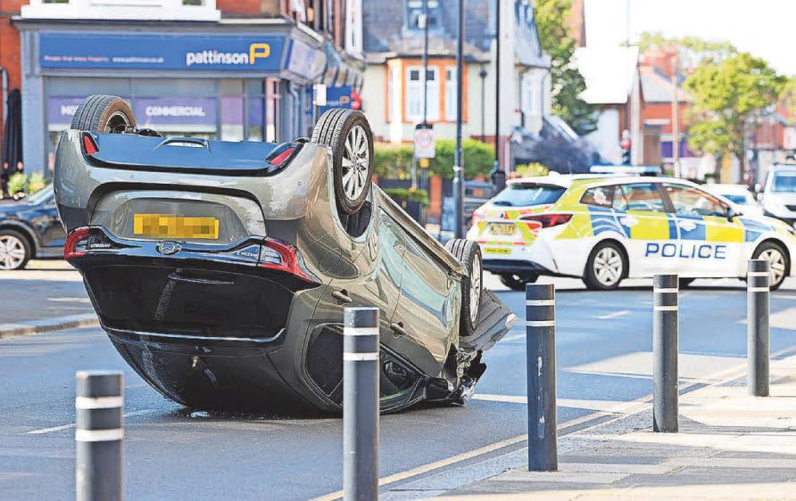 One person taken to hospital after car overturns