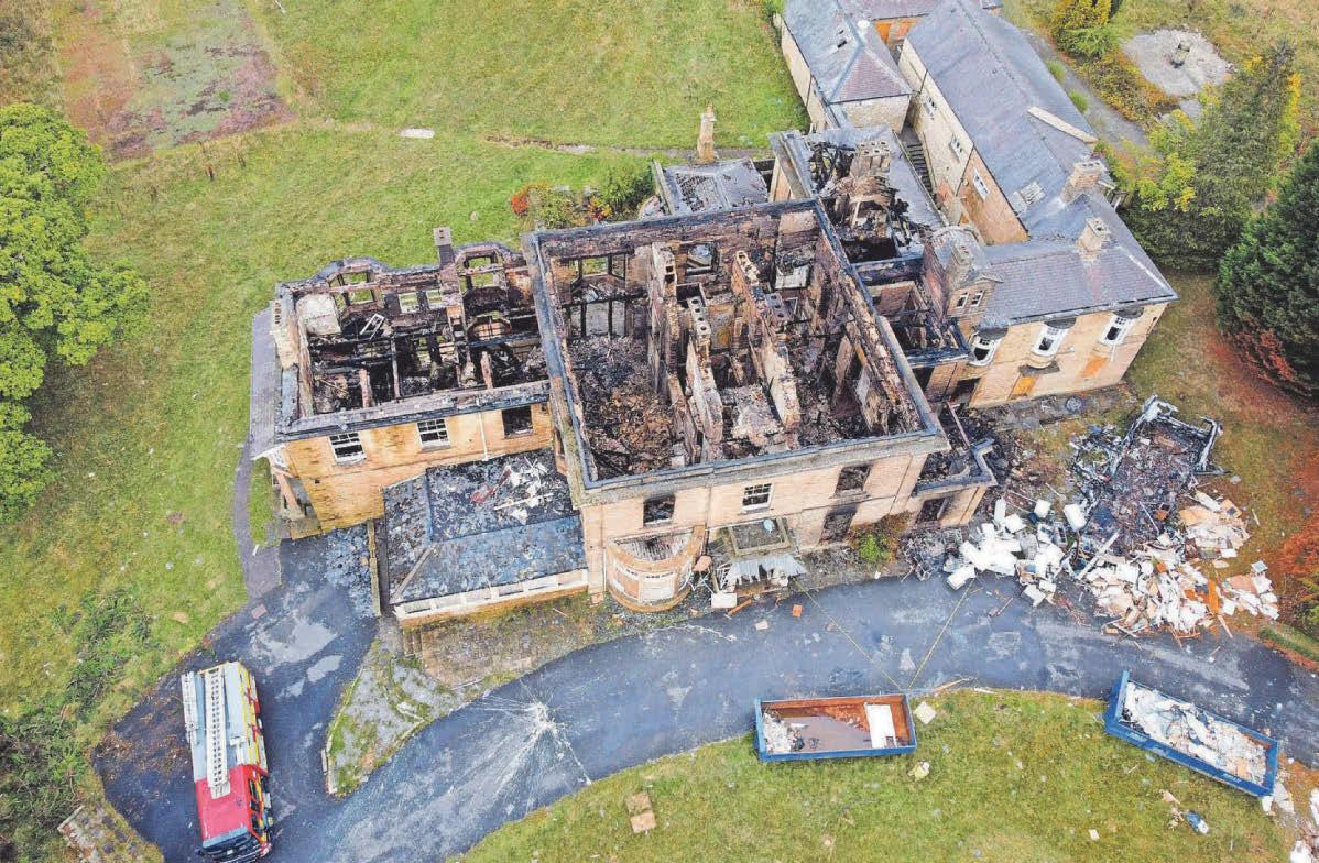 Blaze at derelict stately home