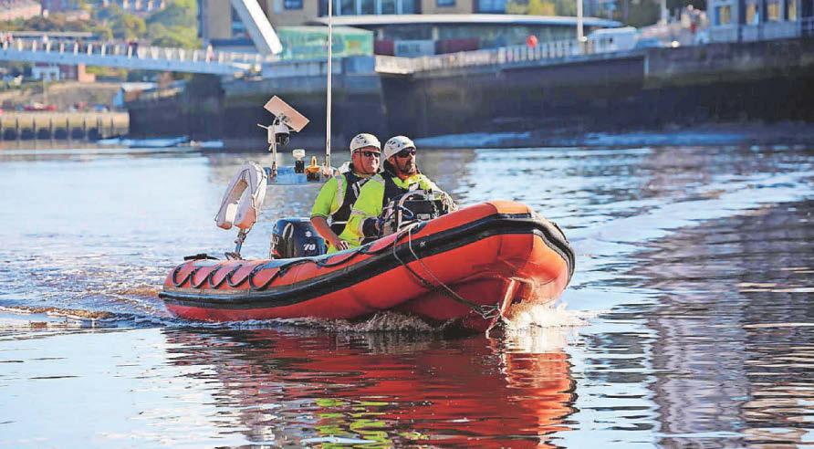 Bridge safety boat crew save man after river fall