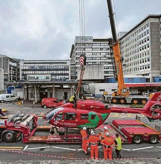 Crane comes to rescue of air ambulance at hospital