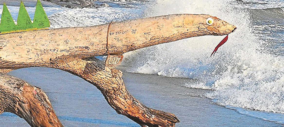 Town mascot 'Lizzie' swept out to sea