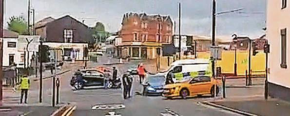 Multi-vehicle collision blocks tram tracks