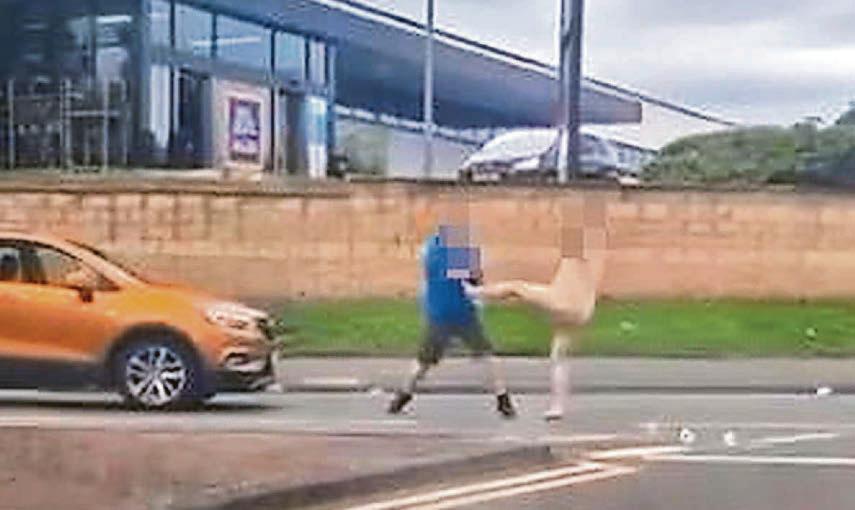 Footage shows chaos caused by naked man